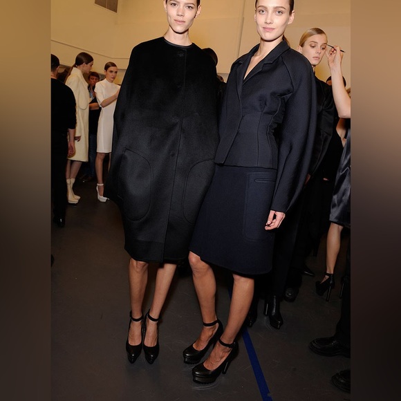 Vintage runway Calvin Klein Collection black leather heels silver metal platform - Picture 3 of 15